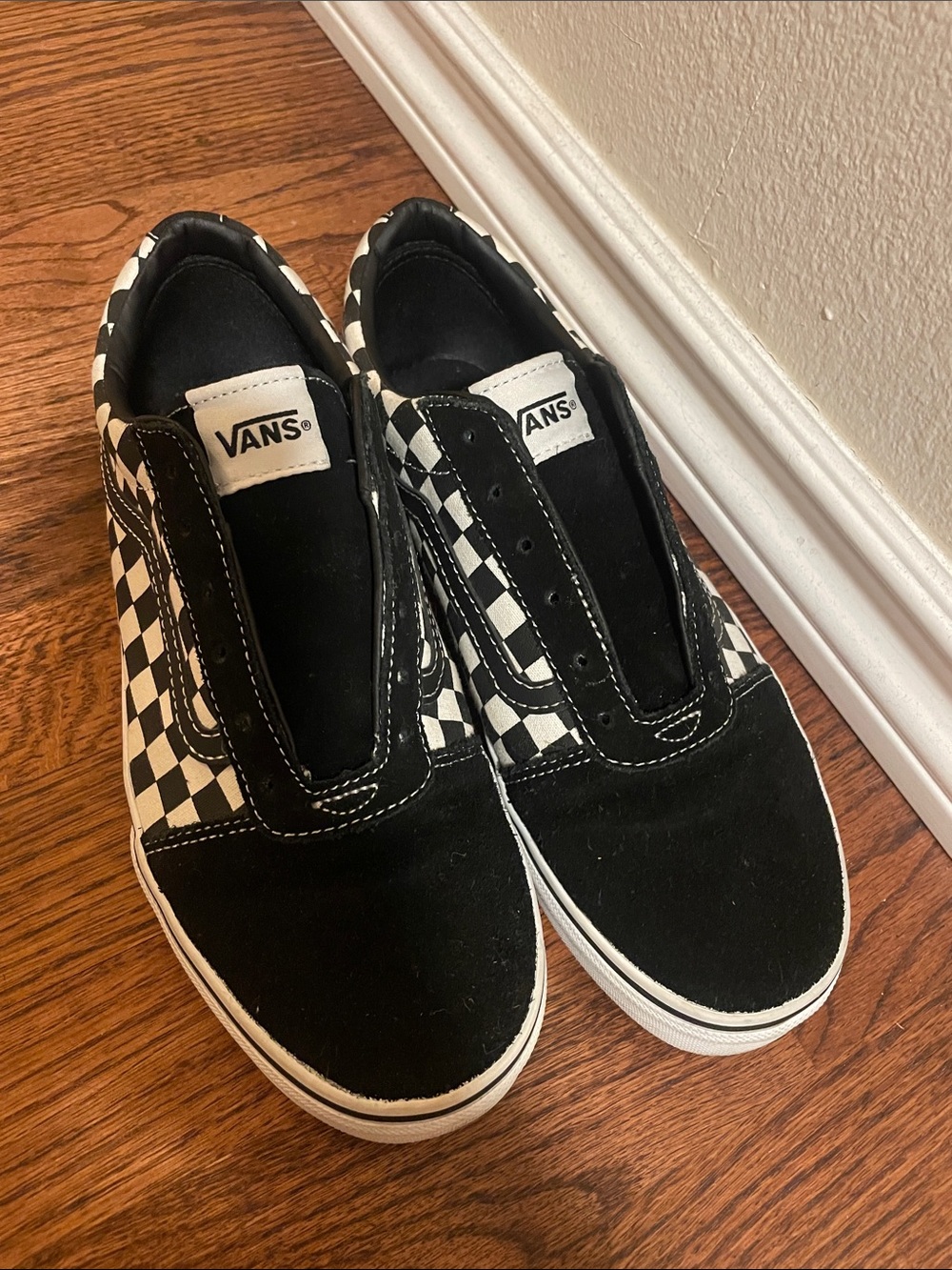 Vans Black and White Checkerboard Slip-On Sneakers (no laces) - Picture 2 of 6
